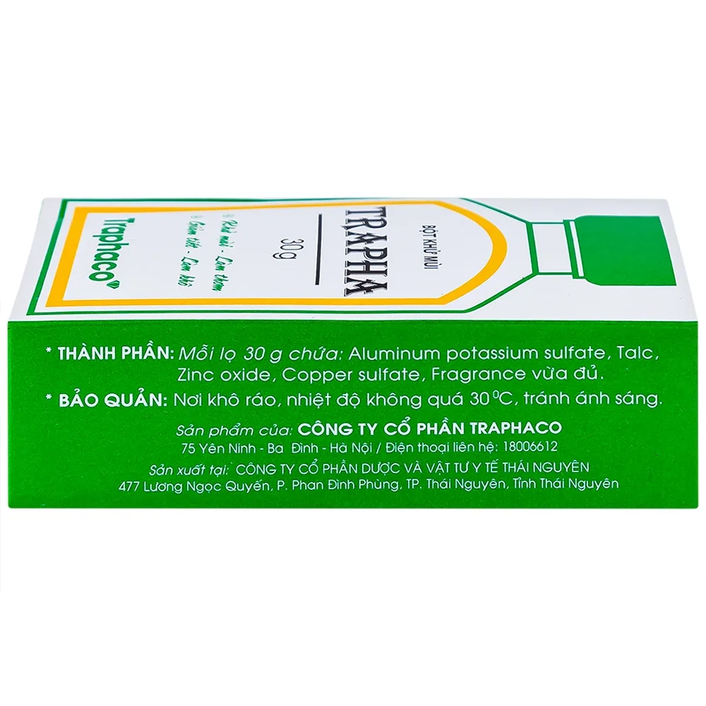 Hình ảnh Bột khử mùi Trapha Traphaco hỗ trợ khử mùi, làm thơm, ngăn ngừa mùi hôi nách, hôi chân khi đi giày (30g)