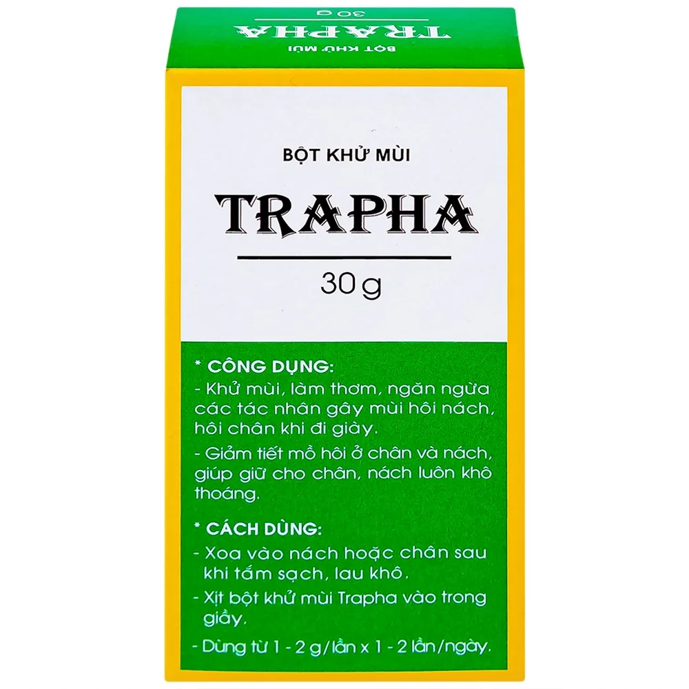 Hình ảnh Bột khử mùi Trapha Traphaco hỗ trợ khử mùi, làm thơm, ngăn ngừa mùi hôi nách, hôi chân khi đi giày (30g)