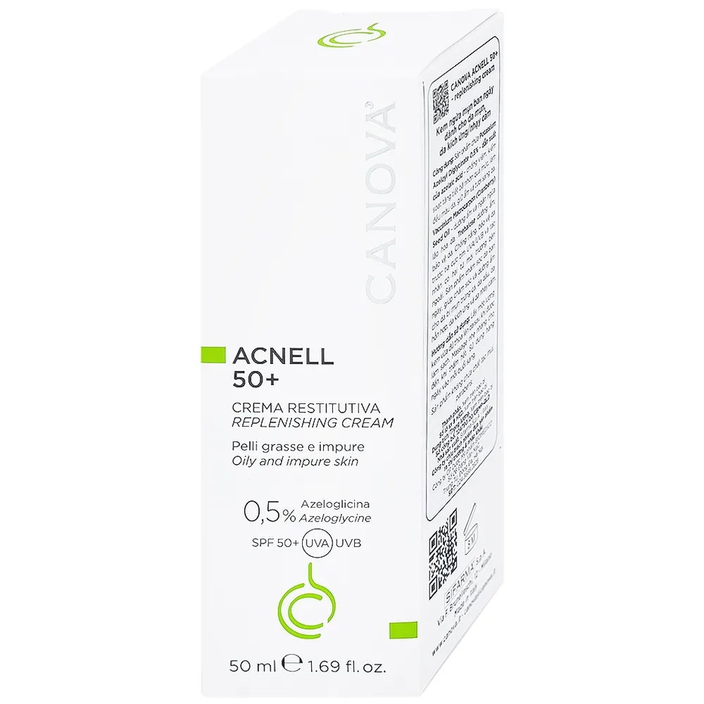 Hình ảnh Kem ngừa mụn ban ngày Canova Acnell 50+ giúp chăm sóc và dưỡng ẩm cho da bị mụn, da kích ứng và da nhạy cảm (50ml)