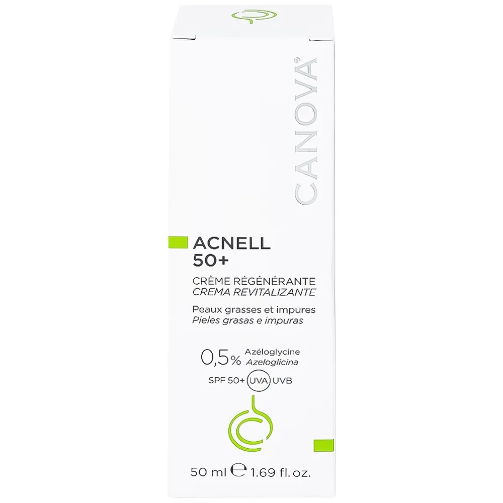 Hình ảnh Kem ngừa mụn ban ngày Canova Acnell 50+ giúp chăm sóc và dưỡng ẩm cho da bị mụn, da kích ứng và da nhạy cảm (50ml)