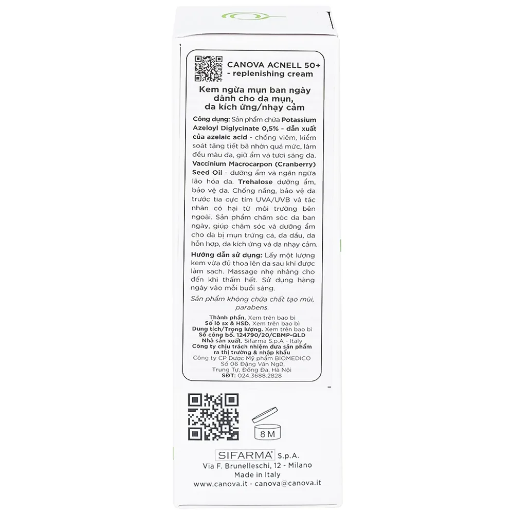 Hình ảnh Kem ngừa mụn ban ngày Canova Acnell 50+ giúp chăm sóc và dưỡng ẩm cho da bị mụn, da kích ứng và da nhạy cảm (50ml)