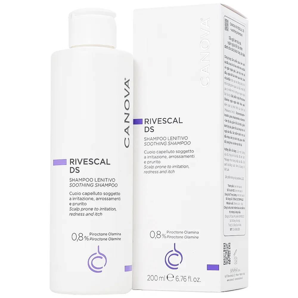 Hình ảnh Dầu gội Canova Rivescal DS Soothing Shampoo Biomedico làm dịu da, ngăn ngừa tiết bã nhờn (200ml)