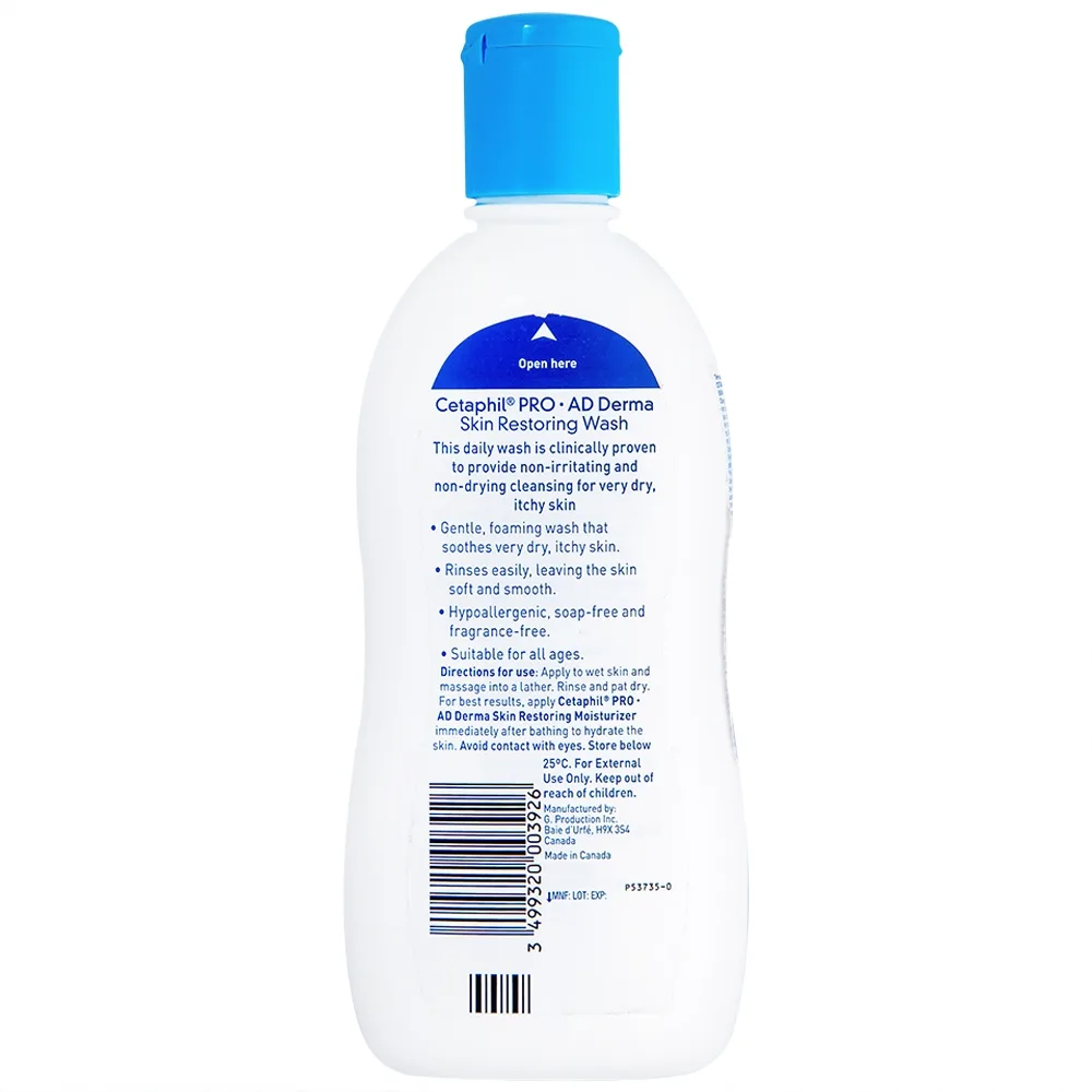 Hình ảnh Sữa tắm Cetaphil Pro AD Derma Skin Restoring Wash dành cho da khô, da cơ địa (295ml)