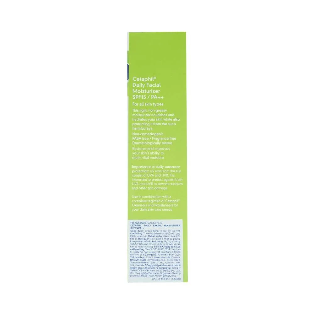 Hình ảnh Kem chống nắng Cetaphil Daily Facial Moisturizer SPF15/PA++ dành cho mọi loại da (118ml)