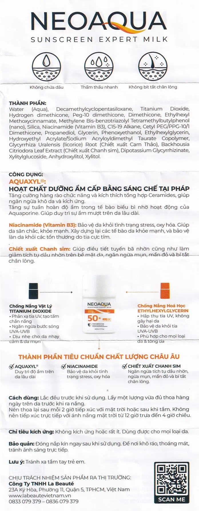 Hình ảnh Sữa chống nắng dưỡng ẩm kiềm dầu NeoAqua Sunscreen Expert Milk SPF50+ (30ml)