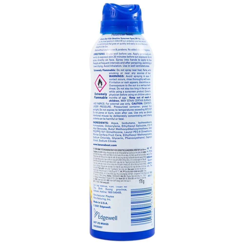 Hình ảnh Xịt chống nắng trẻ em Banana Boat Kids Sensitive Sunscreen Spray SPF50+ PA++++ dành cho toàn thân (170g)