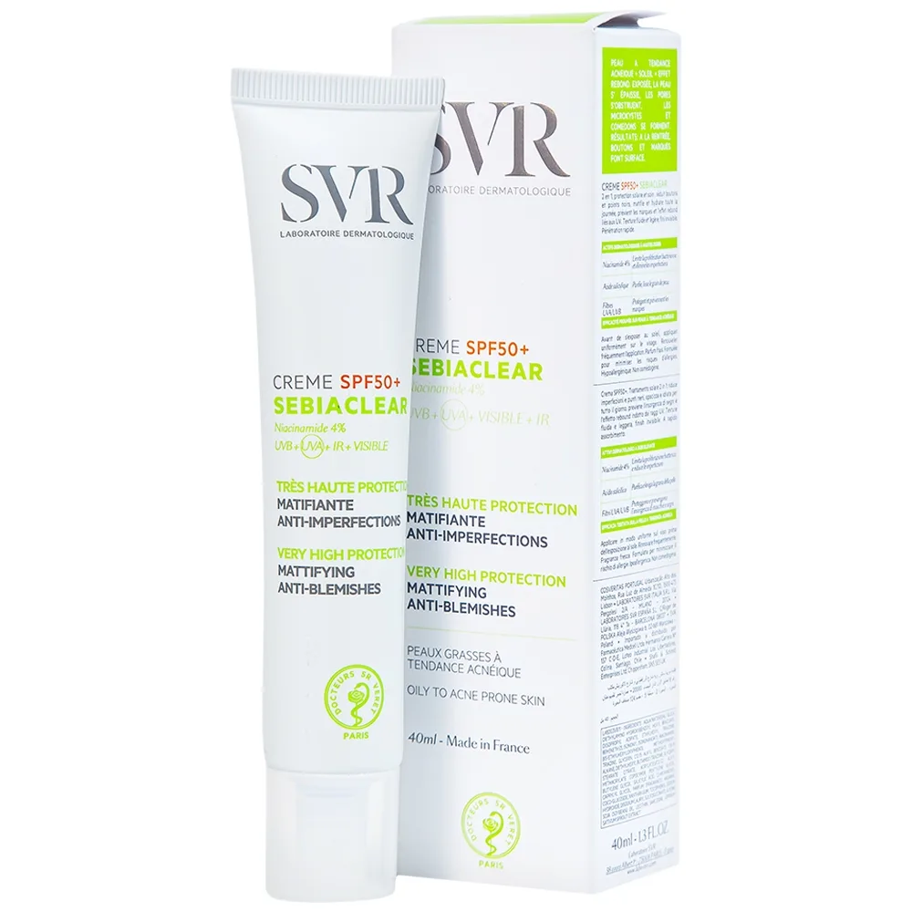 Hình ảnh Kem chống nắng SVR Sebiaclear Creme SPF50+ dưỡng da dùng cho da hỗn hợp, da dầu và da nhạy cảm (40ml)