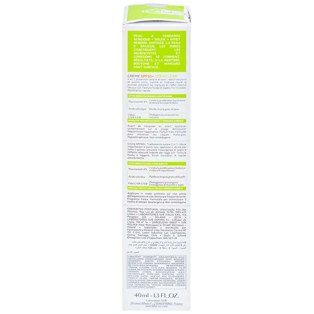 Hình ảnh Kem chống nắng SVR Sebiaclear Creme SPF50+ dưỡng da dùng cho da hỗn hợp, da dầu và da nhạy cảm (40ml)