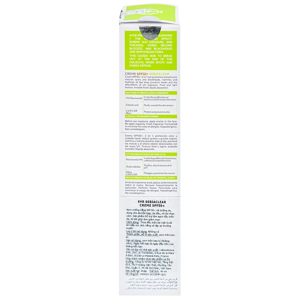 Hình ảnh Kem chống nắng SVR Sebiaclear Creme SPF50+ dưỡng da dùng cho da hỗn hợp, da dầu và da nhạy cảm (40ml)