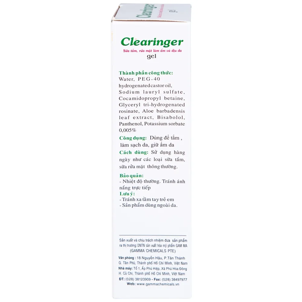 Hình ảnh Sữa tắm, rửa mặt Clearinger Gamma làm ẩm và dịu da (150ml)