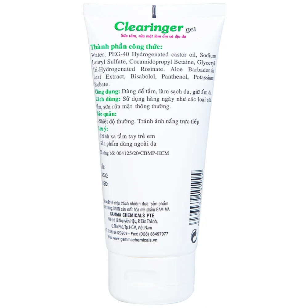 Hình ảnh Sữa tắm, rửa mặt Clearinger Gamma làm ẩm và dịu da (150ml)