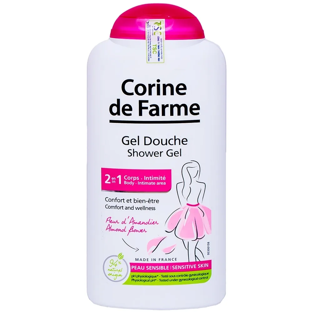 Hình ảnh Sữa tắm Corine De Farme Gel Douche Shower Gel dùng cho toàn thân và vùng sinh dục ngoài (250ml)