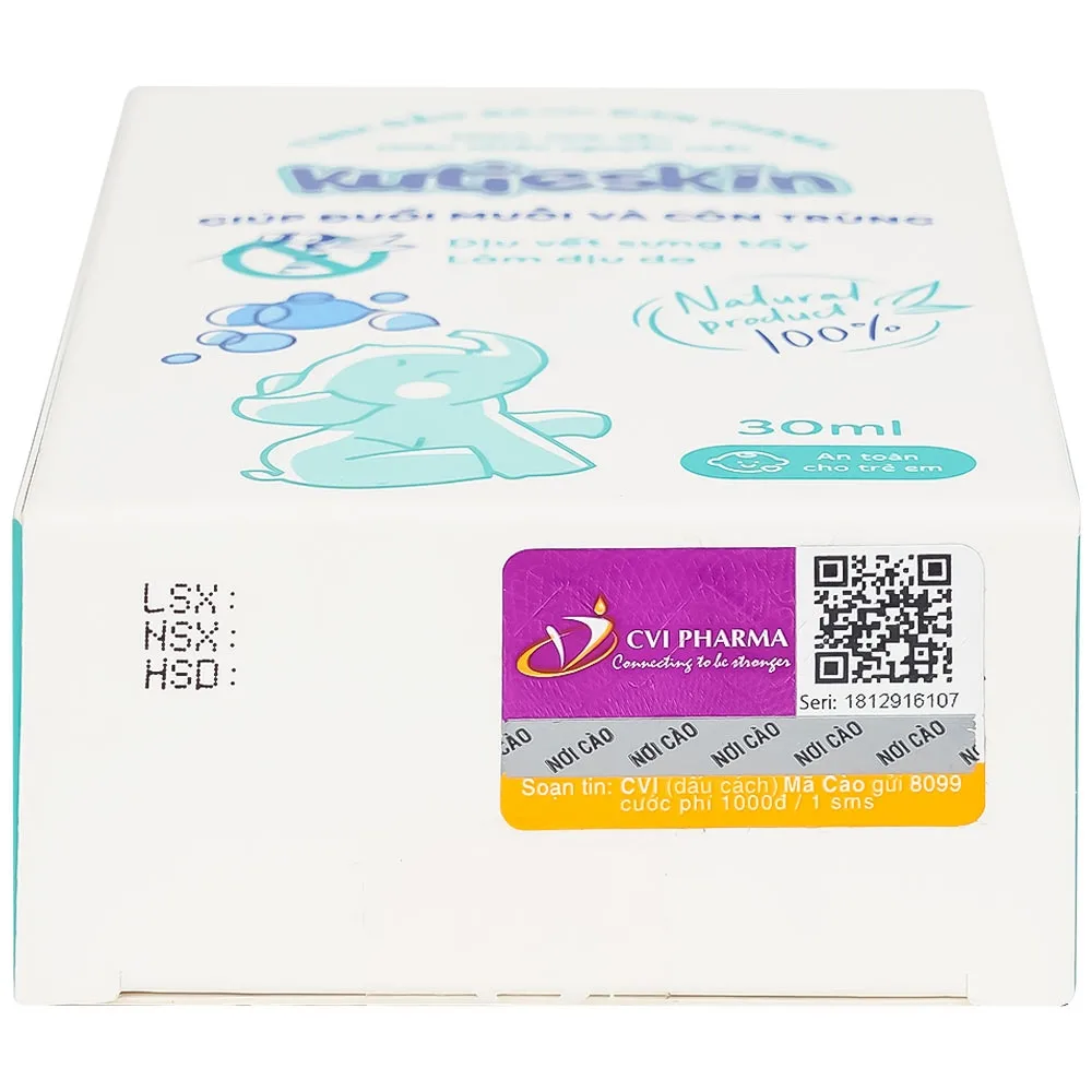 Hình ảnh Tinh dầu bạch đàn chanh Kutieskin giúp đuổi muỗi và côn trùng dịu vết sưng tấy, làm dịu da (30ml)