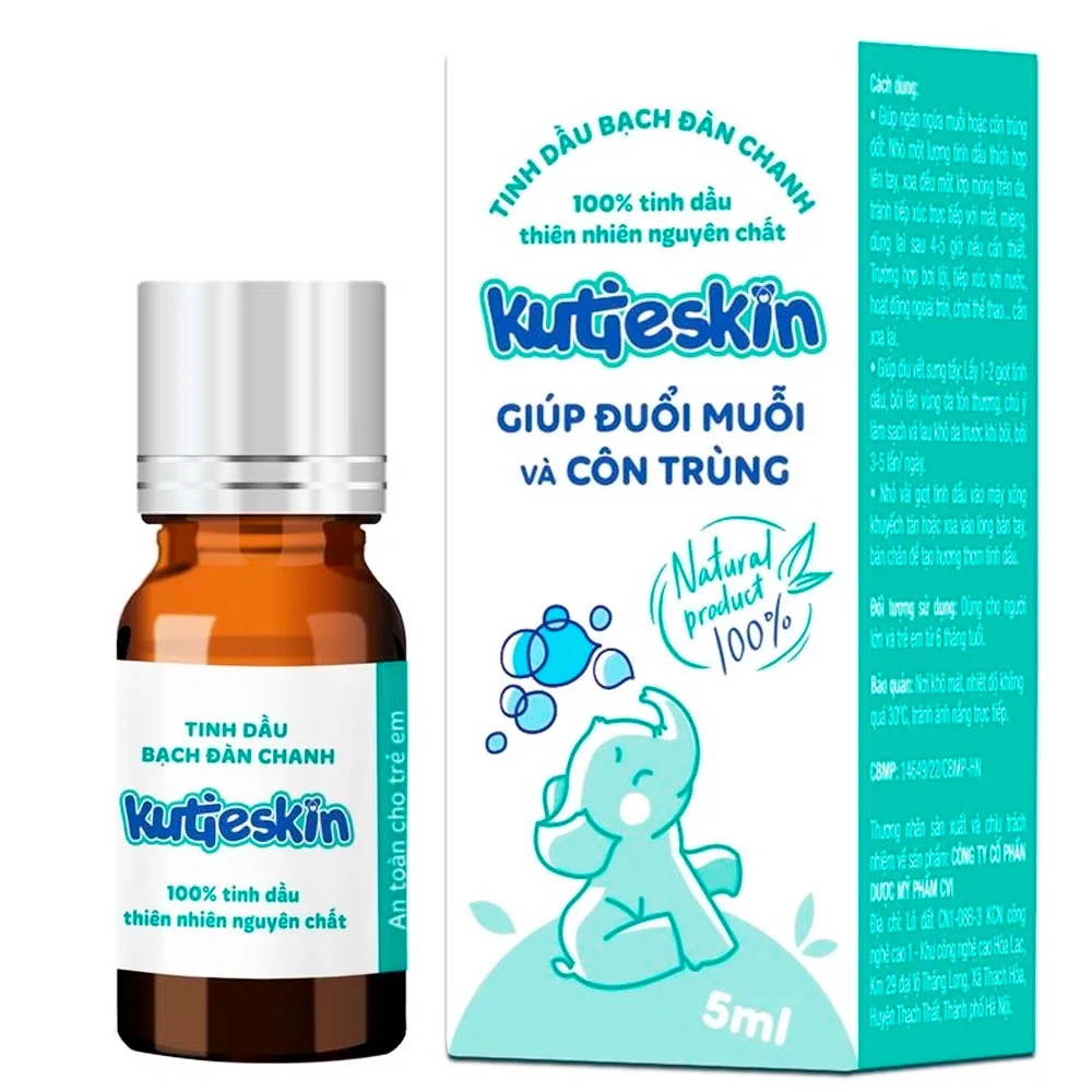 Hình ảnh Tinh dầu bạch đàn chanh Kutieskin giúp đuổi muỗi và côn trùng, dịu vết sưng tấy, làm dịu da (5ml)