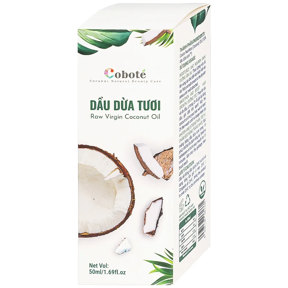 Hình ảnh Dầu Dừa Tươi Raw Virgin Coconut Oil Coboté 50ml dưỡng ẩm da, dưỡng tóc, chăm sóc răng miệng