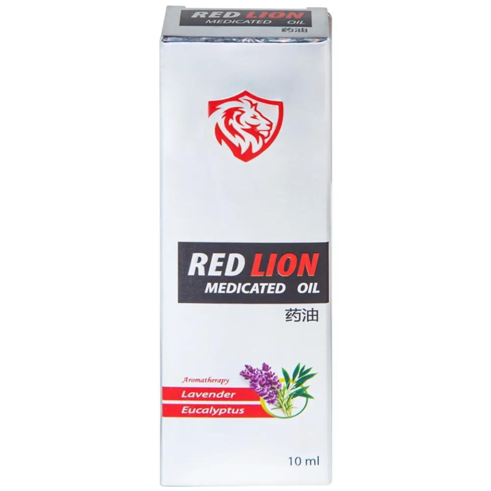 Hình ảnh Dầu gió lăn Red Lion Medicated Oil White Agimexpharm ấm da vùng xoa, sử dụng massage hỗ trợ thư giãn (10ml)