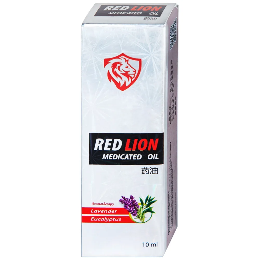 Hình ảnh Dầu gió lăn Red Lion Medicated Oil White Agimexpharm ấm da vùng xoa, sử dụng massage hỗ trợ thư giãn (10ml)