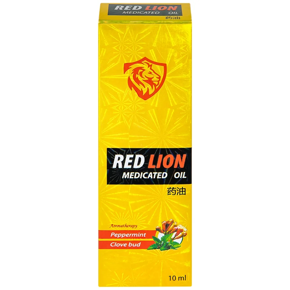 Hình ảnh Dầu gió lăn Red Lion Medicated Oil Yellow Agimexpharm ấm da vùng xoa, sử dụng massage hỗ trợ thư giãn (10ml)