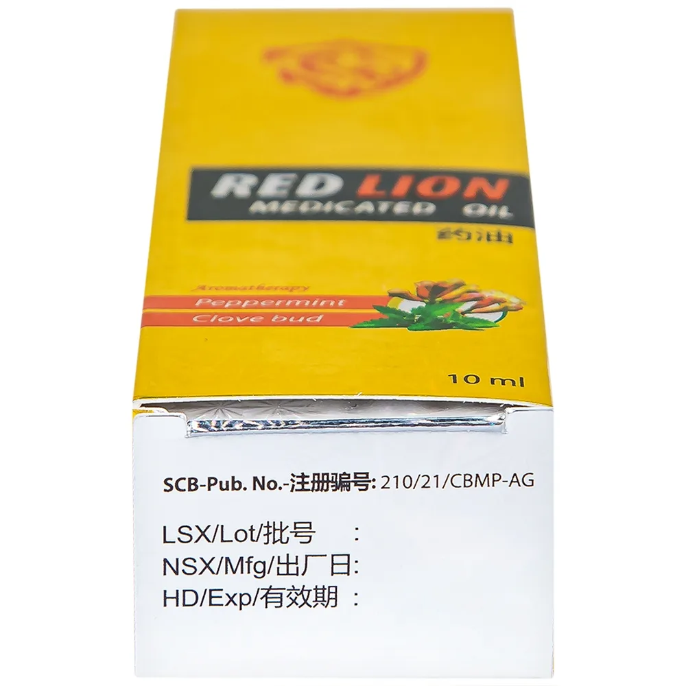 Hình ảnh Dầu gió lăn Red Lion Medicated Oil Yellow Agimexpharm ấm da vùng xoa, sử dụng massage hỗ trợ thư giãn (10ml)