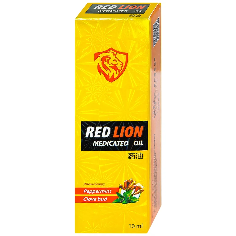 Hình ảnh Dầu gió lăn Red Lion Medicated Oil Yellow Agimexpharm ấm da vùng xoa, sử dụng massage hỗ trợ thư giãn (10ml)