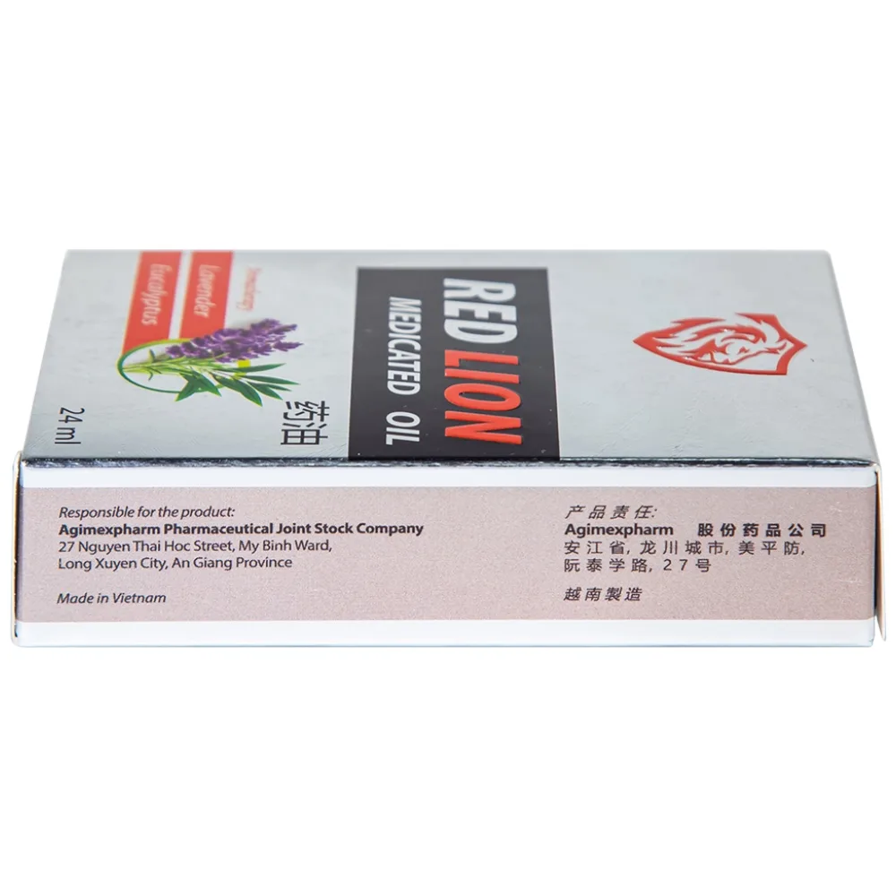 Hình ảnh Dầu gió lăn Red Lion Medicated Oil White Agimexpharm ấm da vùng xoa, sử dụng massage hỗ trợ thư giãn (24ml)