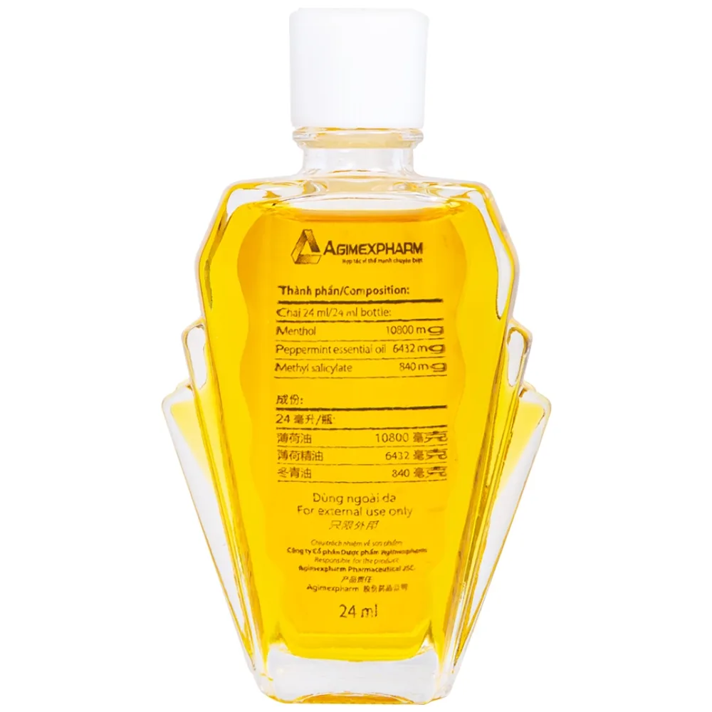 Hình ảnh Dầu gió lăn Red Lion Medicated Oil Yellow Agimexpharm ấm da vùng xoa, sử dụng massage hỗ trợ thư giãn (24ml)