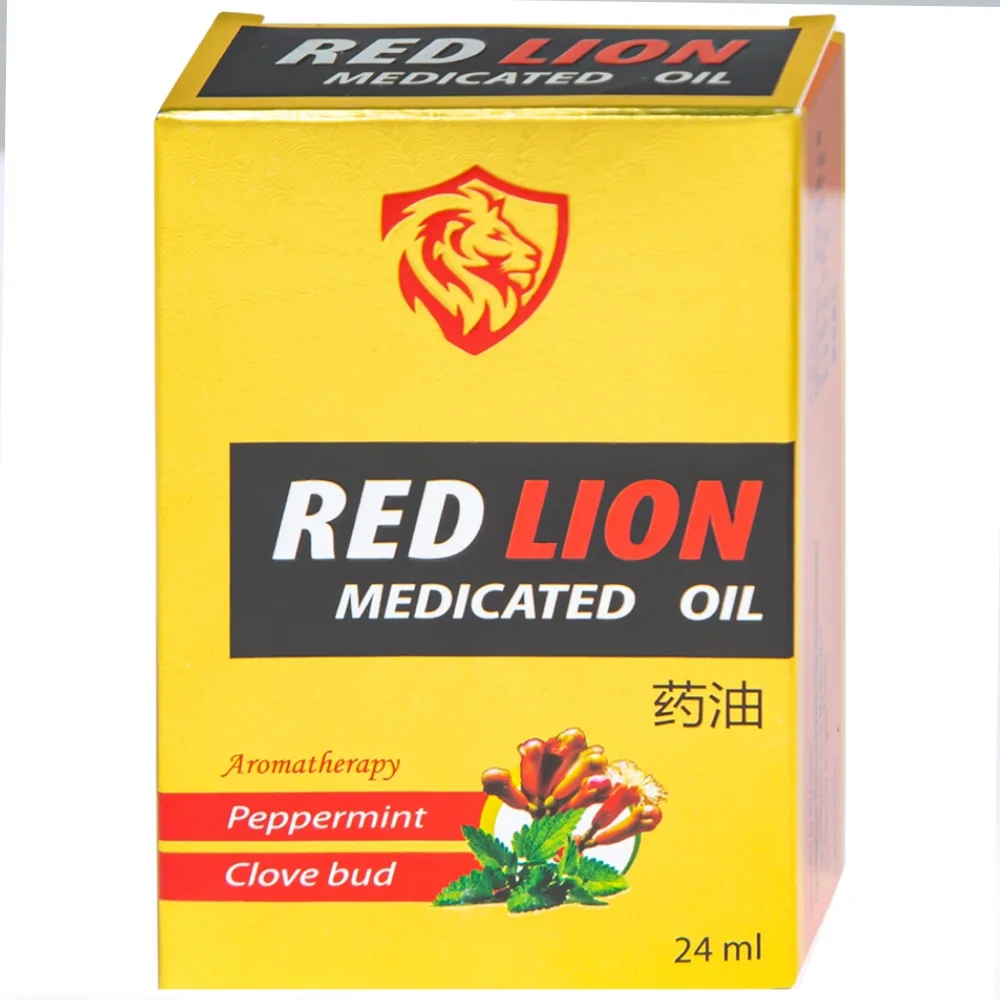 Hình ảnh Dầu gió lăn Red Lion Medicated Oil Yellow Agimexpharm ấm da vùng xoa, sử dụng massage hỗ trợ thư giãn (24ml)