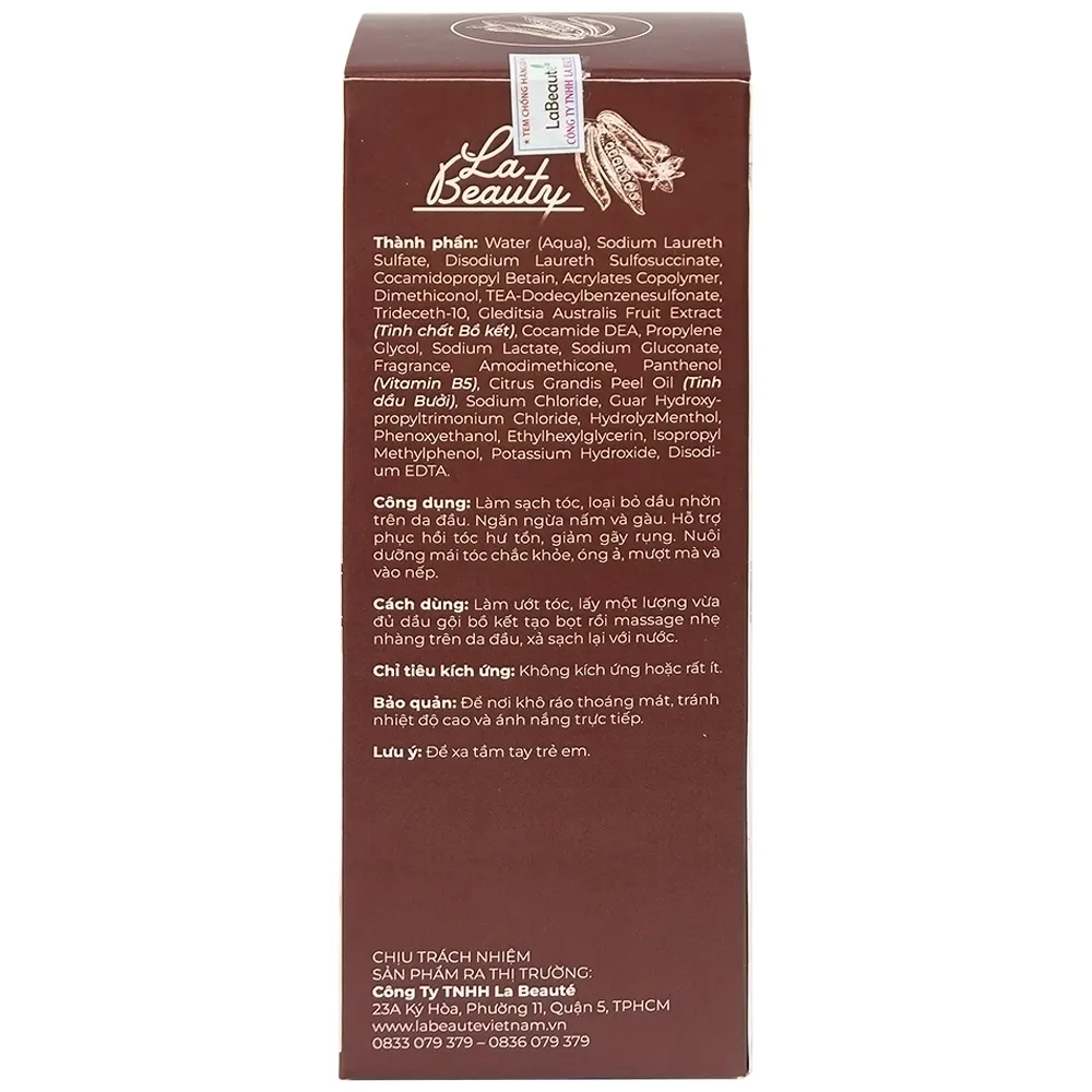 Hình ảnh Dầu gội bồ kết La Beauty loại bỏ dầu nhờn, ngăn nấm, gàu, phục hồi hư tổn, giảm gãy rụng (250ml)