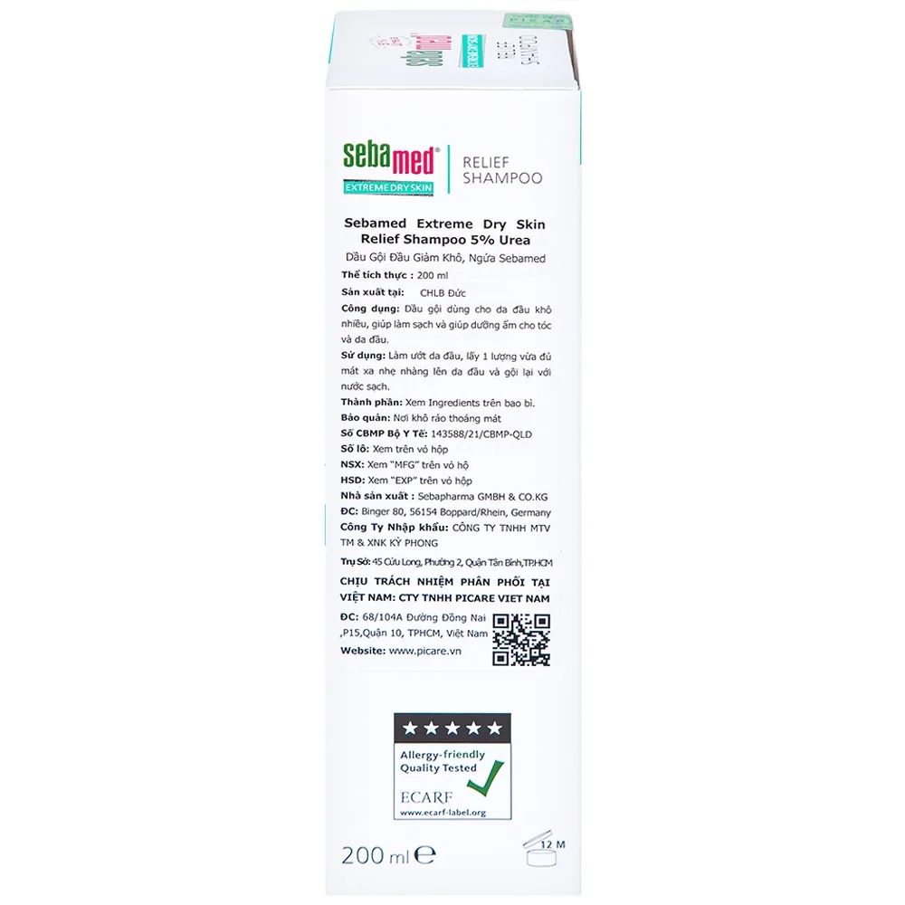 Hình ảnh Dầu gội đầu Extreme Dry Skin Relief Shampoo 5% Urea Sebamed giảm khô, ngứa  (200ml)