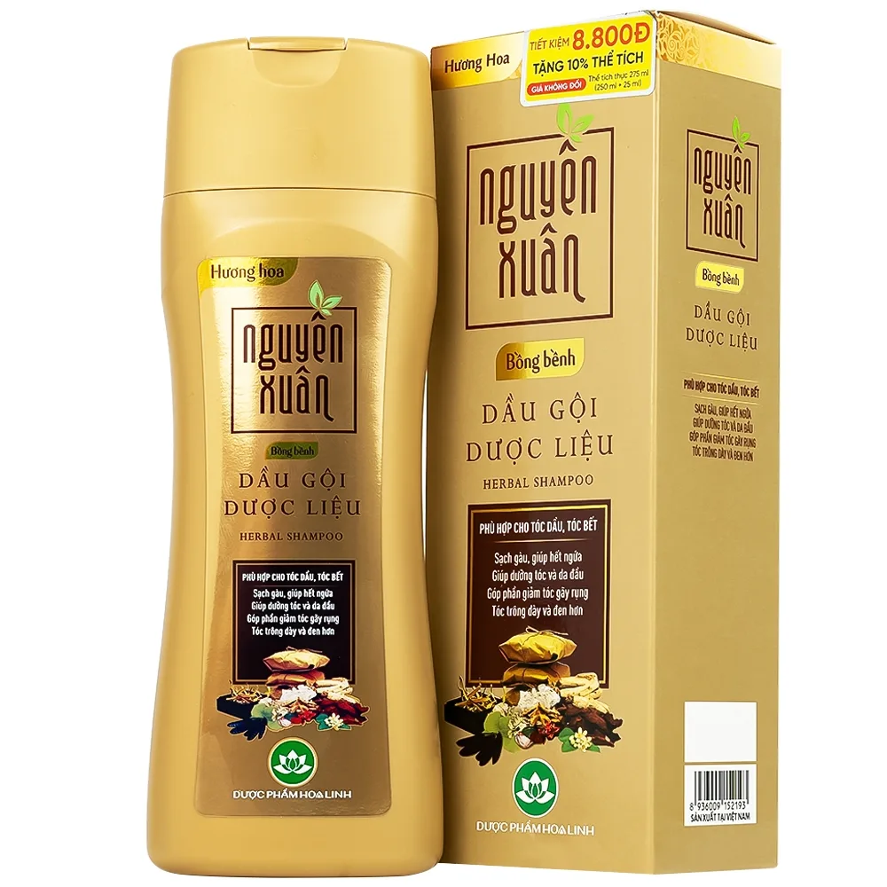 Hình ảnh Dầu gội Dược liệu Nguyên Xuân Vàng Hoa Linh 275ml giảm gãy rụng, tóc khô và xơ 