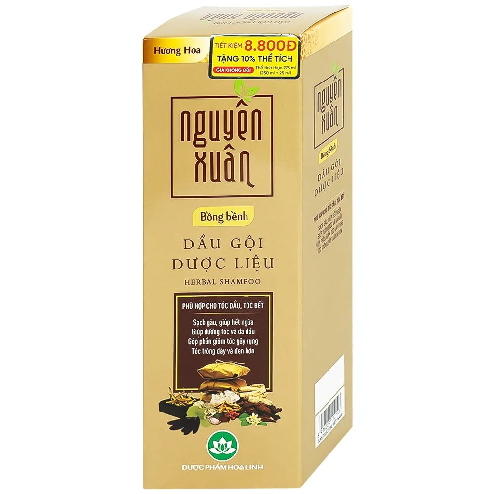 Hình ảnh Dầu gội Dược liệu Nguyên Xuân Vàng Hoa Linh 275ml giảm gãy rụng, tóc khô và xơ 
