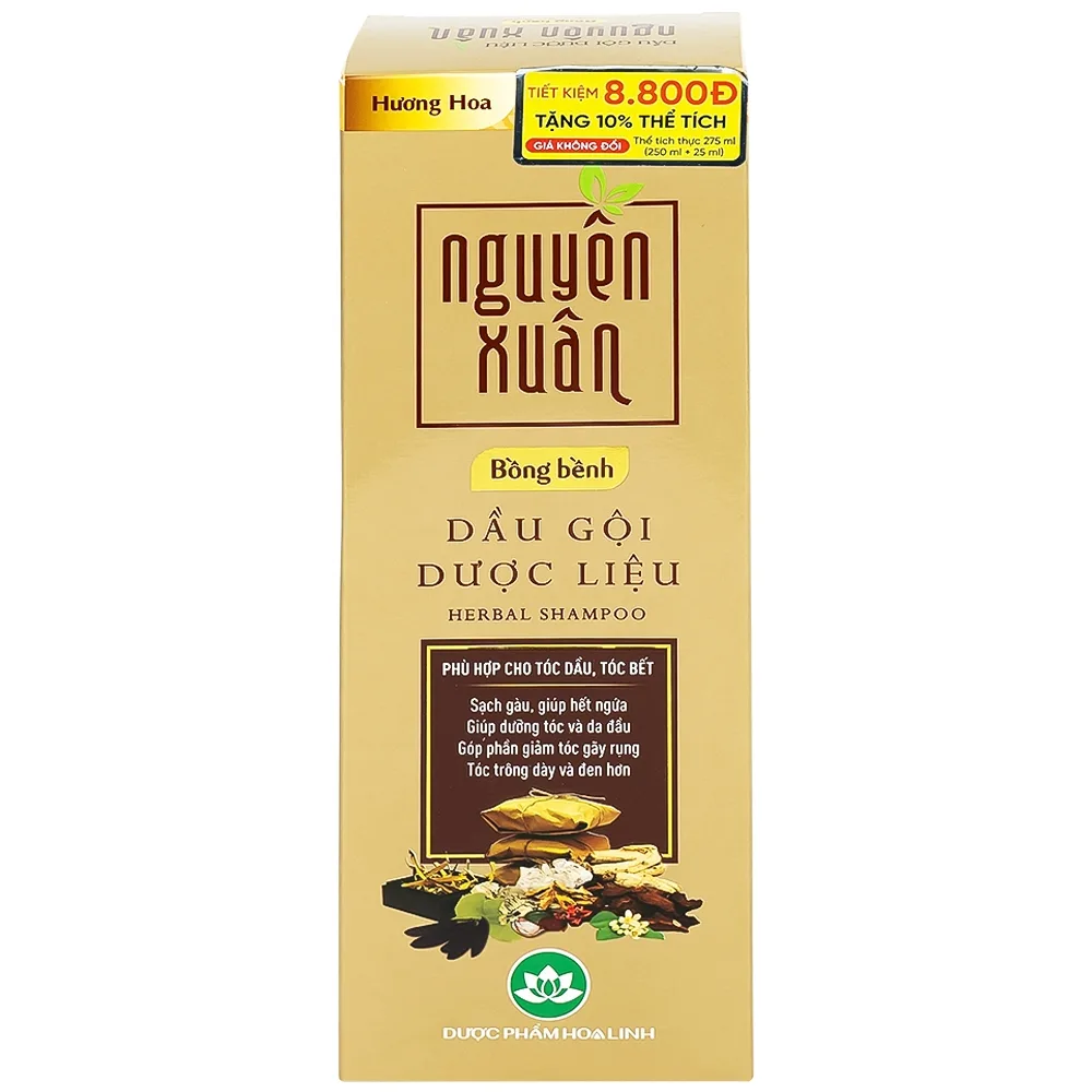 Hình ảnh Dầu gội Dược liệu Nguyên Xuân Vàng Hoa Linh 275ml giảm gãy rụng, tóc khô và xơ 