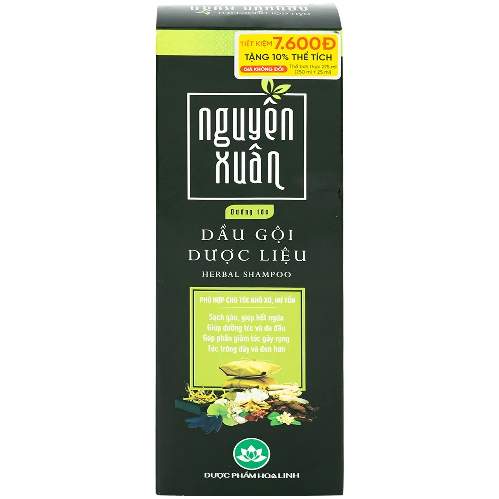 Hình ảnh Dầu gội Dược liệu Nguyên Xuân xanh lá 275ml dưỡng tóc và da đầu, giảm gãy rụng 