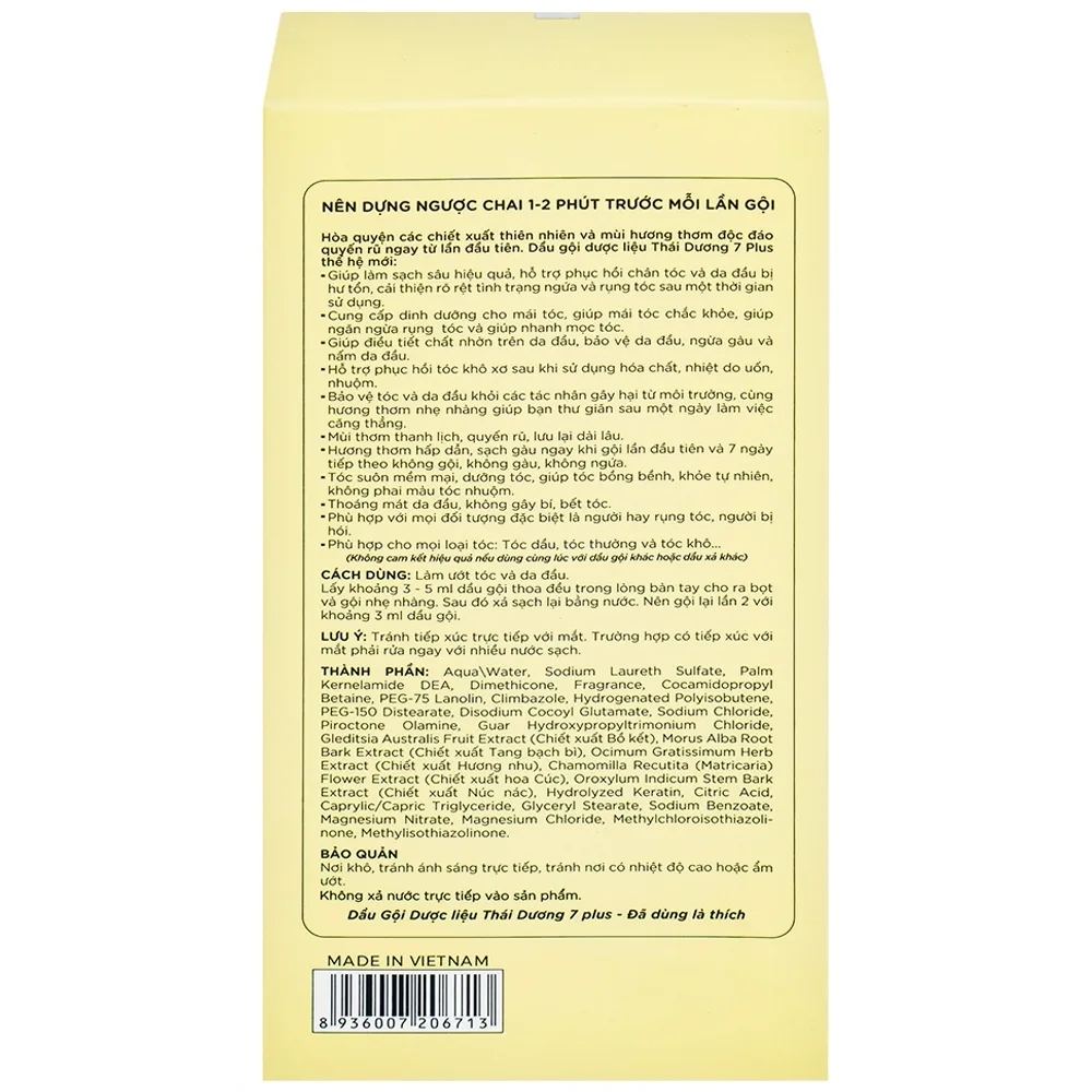 Hình ảnh Dầu gội dược liệu Thái Dương 7 Plus Gold Sao Thái Dương sạch gàu, giảm ngứa và rụng tóc (250ml)
