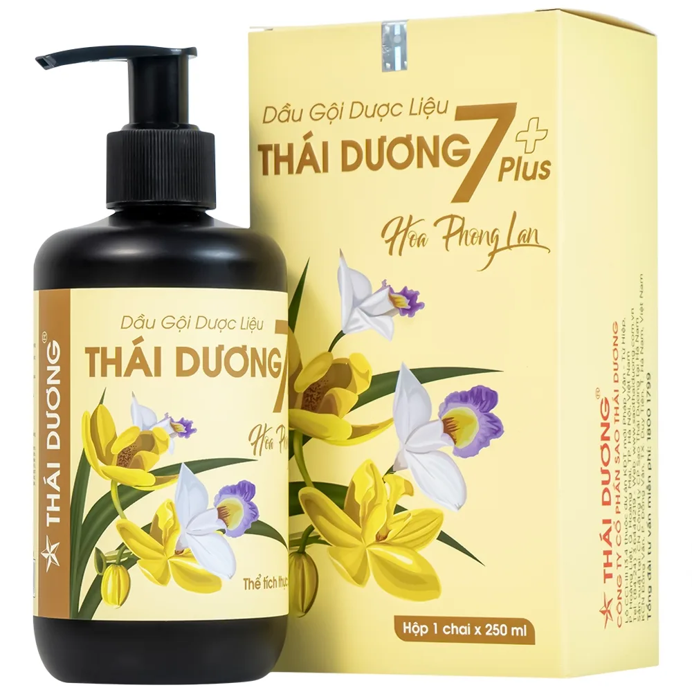 Hình ảnh Dầu gội dược liệu Thái Dương 7 Plus Gold Sao Thái Dương sạch gàu, giảm ngứa và rụng tóc (250ml)