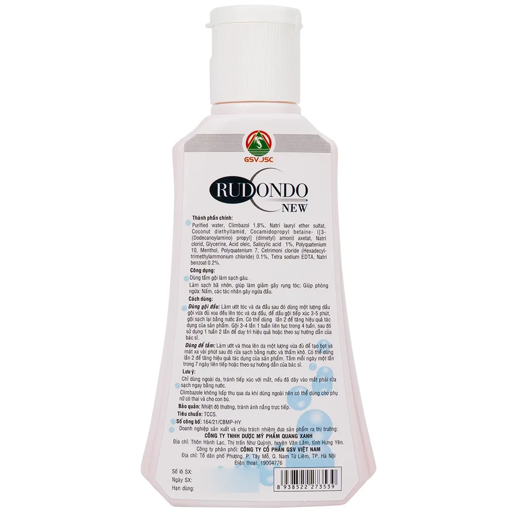 Hình ảnh Dầu gội Rudondo New Quang Xanh giúp sạch gầu, giảm nấm, dầu nhờn da dầu (120ml)