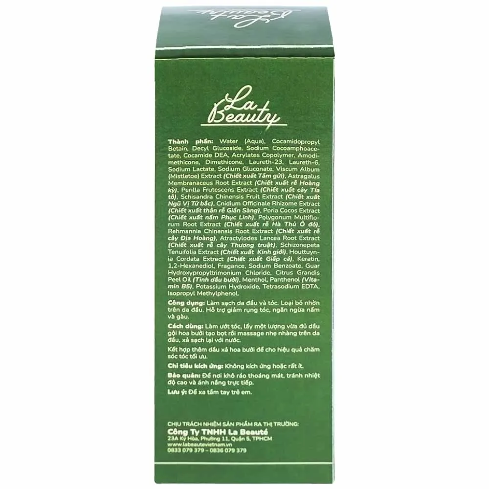 Hình ảnh Dầu gội hoa bưởi La Beauty hỗ trợ giảm rụng tóc, ngăn ngừa nấm gàu (300ml)