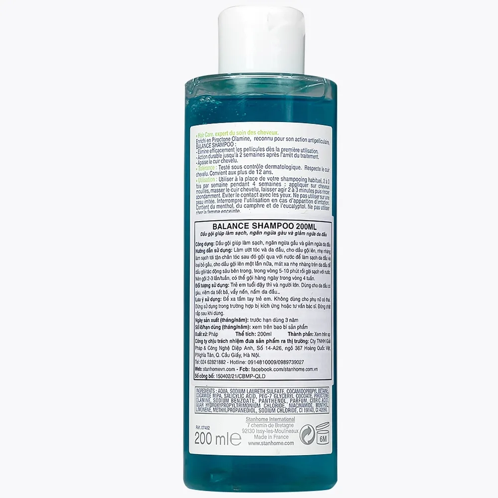 Hình ảnh Dầu gội Balance Shampoo 200ml Stanhome làm sạch, ngăn ngừa gàu và giảm ngứa da đầu