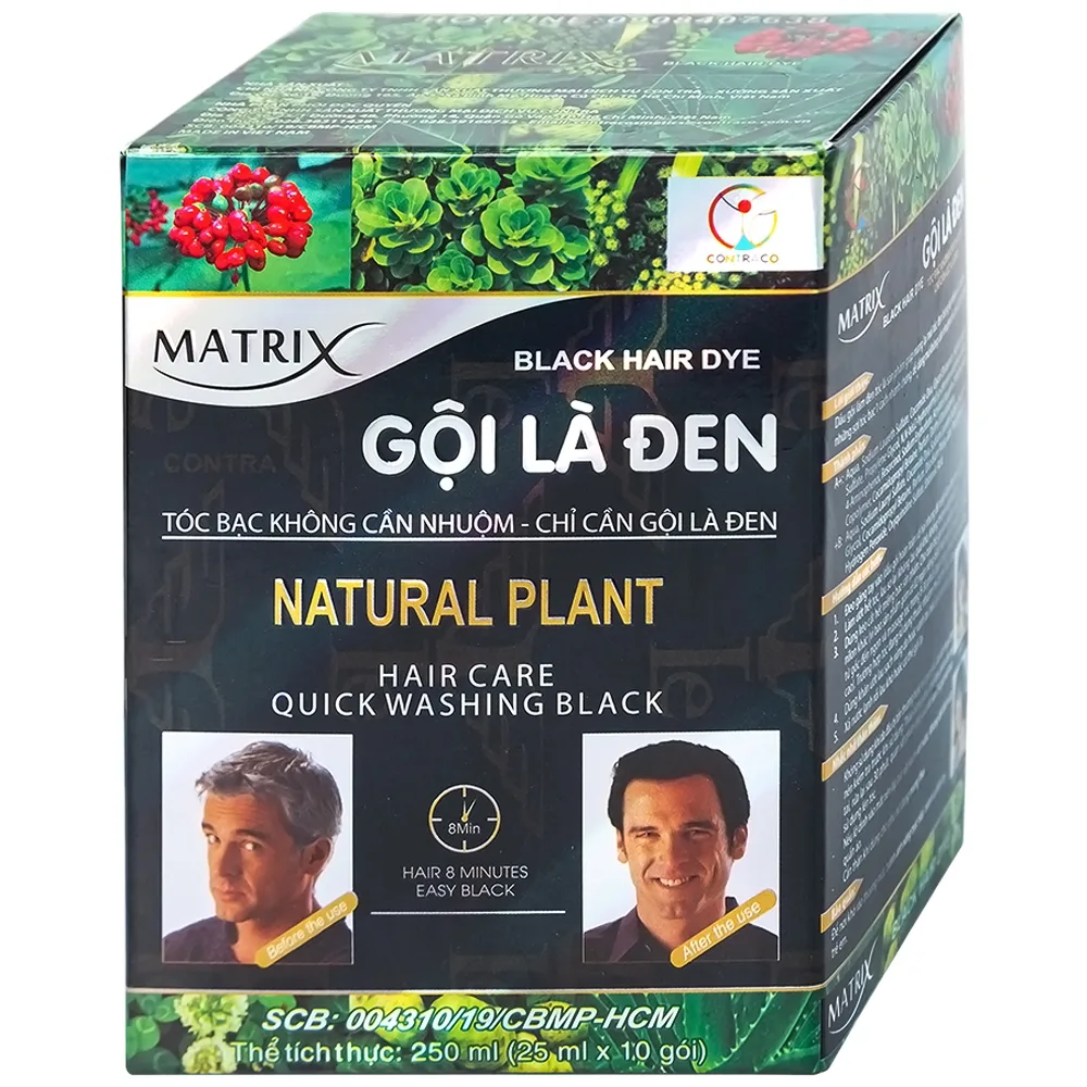 Hình ảnh Gội là đen Matrix giúp mái tóc đen tự nhiên, che phủ tóc bạc (10 gói x 25ml)