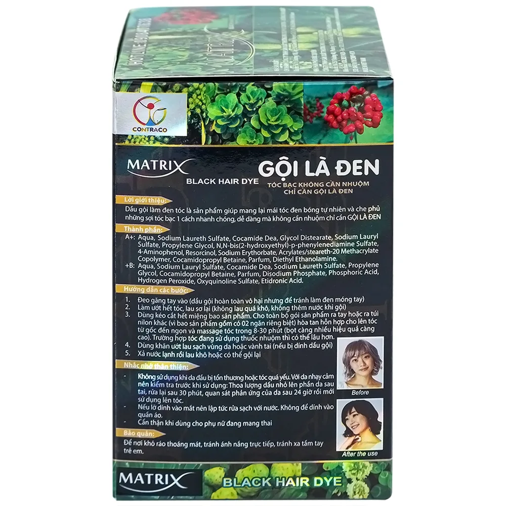 Hình ảnh Gội là đen Matrix giúp mái tóc đen tự nhiên, che phủ tóc bạc (10 gói x 25ml)