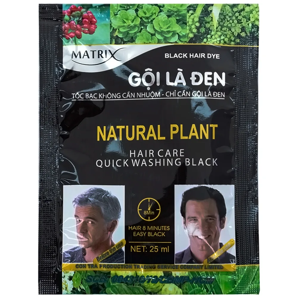 Hình ảnh Gội là đen Matrix giúp mái tóc đen tự nhiên, che phủ tóc bạc (10 gói x 25ml)