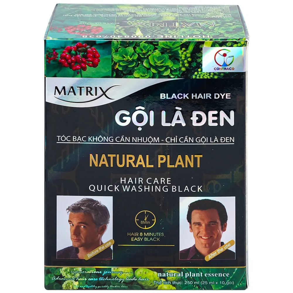 Hình ảnh Gội là đen Matrix giúp mái tóc đen tự nhiên, che phủ tóc bạc (10 gói x 25ml)