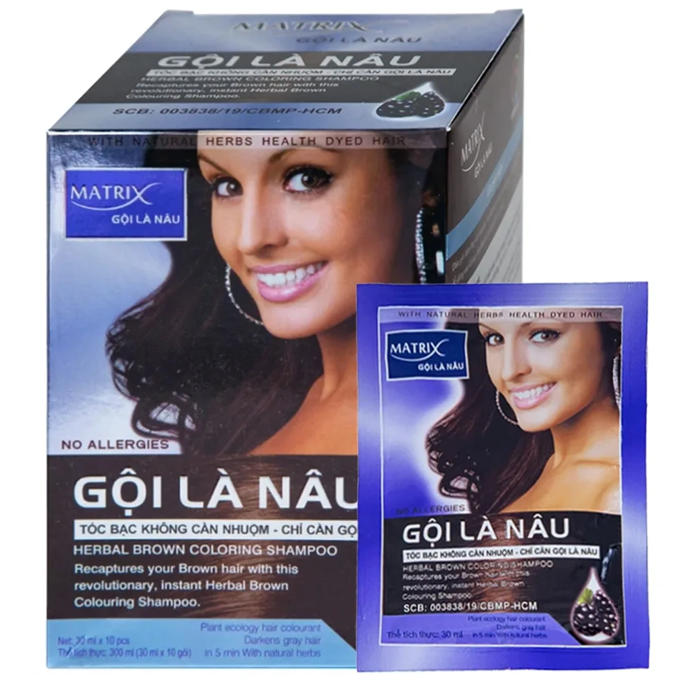 Hình ảnh Gội là nâu Matrix làm thay đổi màu tóc, che phủ tóc bạc (10 gói x 30ml)