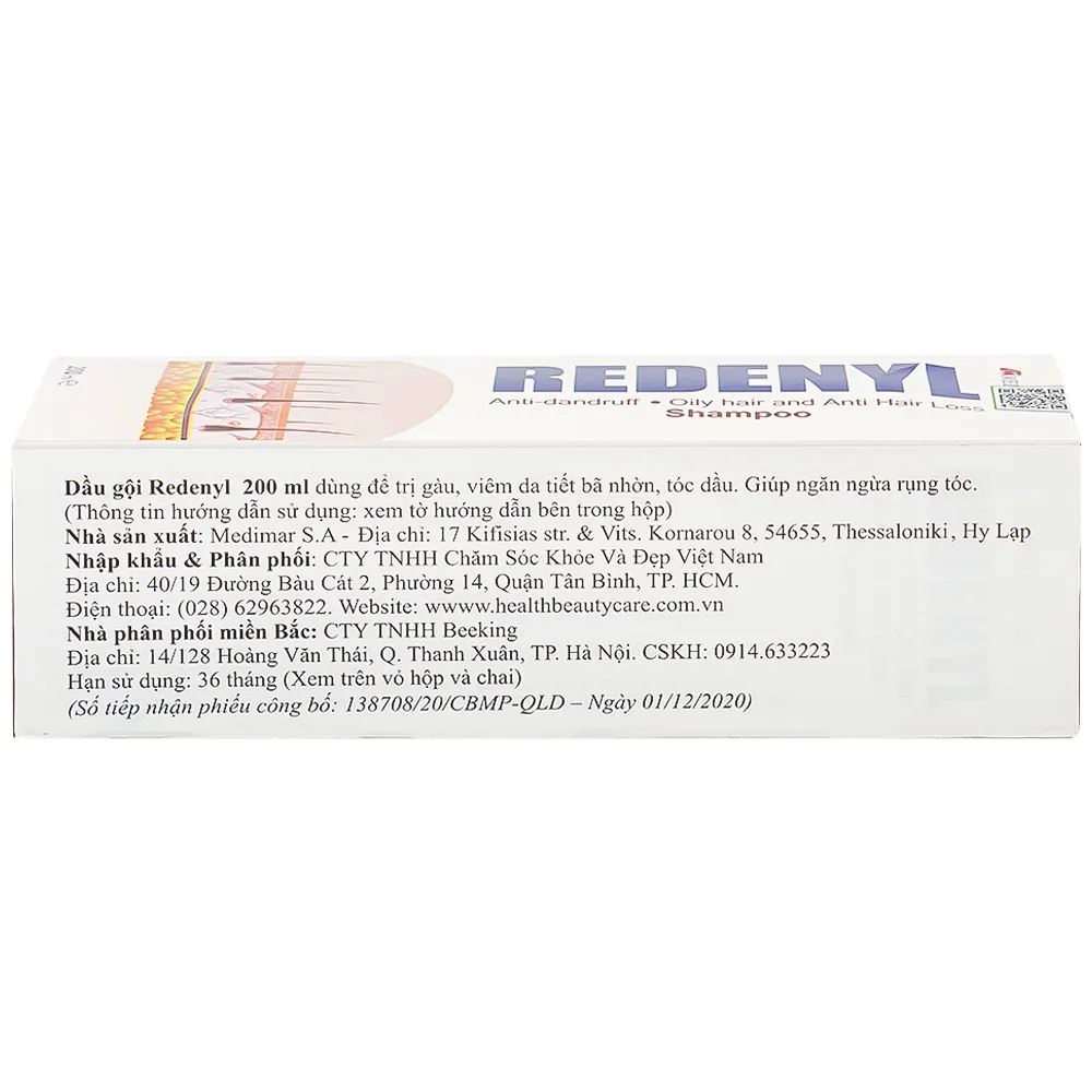 Hình ảnh Dầu gội Redenyl Medimar dùng để trị gàu, viêm da tiết bã nhờn, ngăn ngừa rụng tóc (200ml)