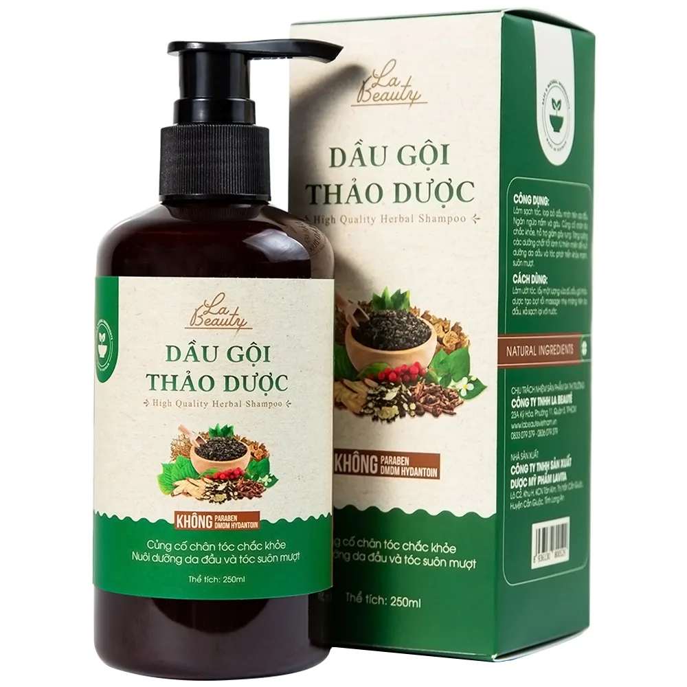 Hình ảnh Dầu gội thảo dược La Beauty loại bỏ dầu nhờn trên da đầu, ngăn nấm, gàu và giảm gãy rụng (250ml)