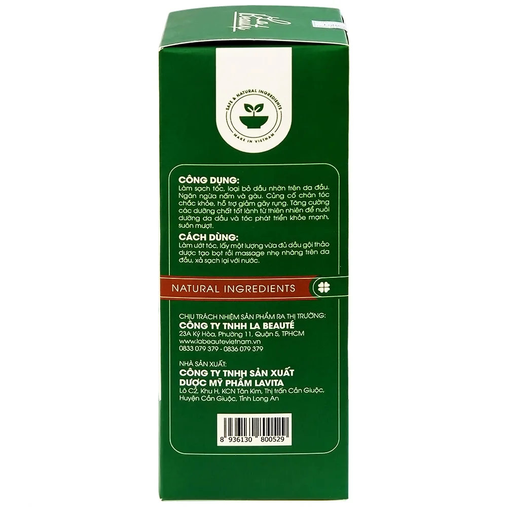 Hình ảnh Dầu gội thảo dược La Beauty loại bỏ dầu nhờn trên da đầu, ngăn nấm, gàu và giảm gãy rụng (250ml)