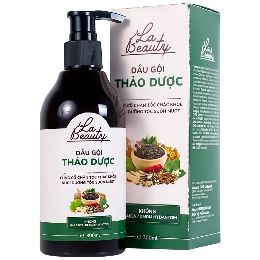 Hình ảnh Dầu gội thảo dược La Beauty loại bỏ dầu nhờn trên da đầu, ngăn nấm, gàu và giảm gãy rụng (300ml)