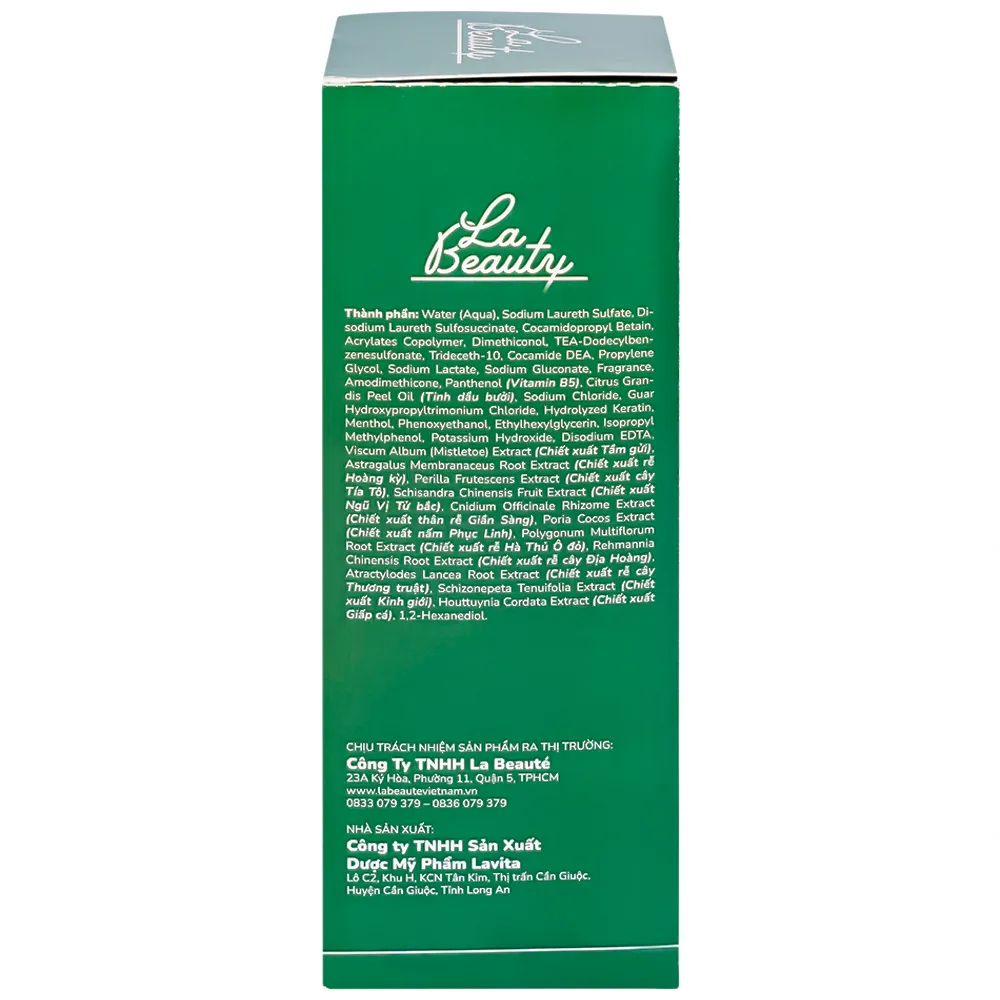 Hình ảnh Dầu gội thảo dược La Beauty loại bỏ dầu nhờn trên da đầu, ngăn nấm, gàu và giảm gãy rụng (300ml)