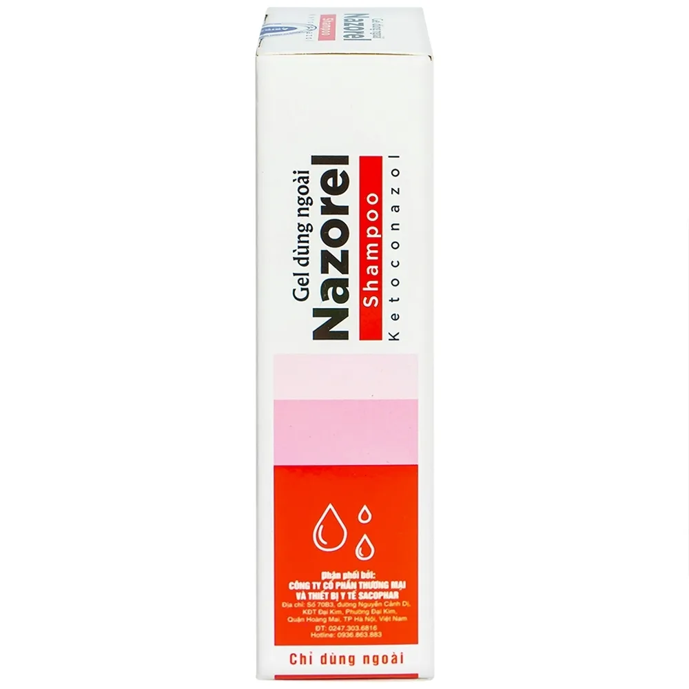 Hình ảnh Gel dùng ngoài Nazorel Shampoo Ketoconazol hỗ trợ điều trị mẩn ngứa da đầu do gàu và nấm viêm da (50ml)