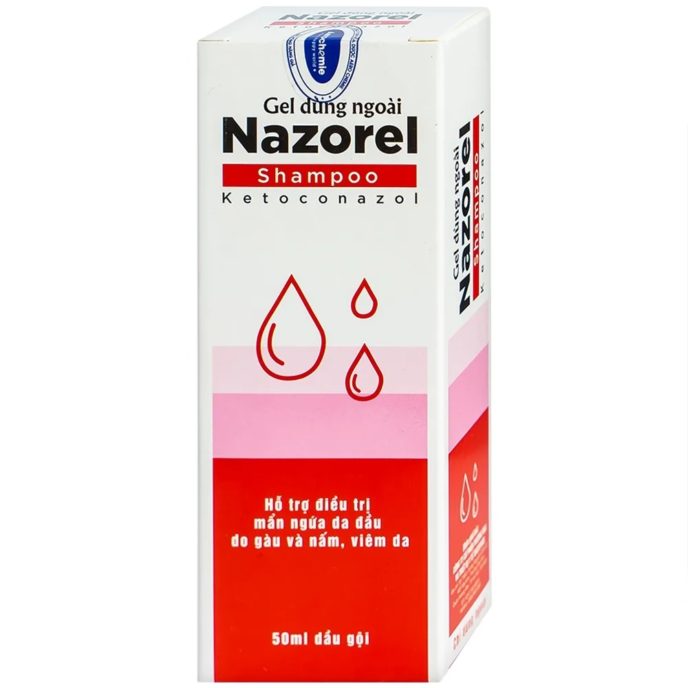 Hình ảnh Gel dùng ngoài Nazorel Shampoo Ketoconazol hỗ trợ điều trị mẩn ngứa da đầu do gàu và nấm viêm da (50ml)